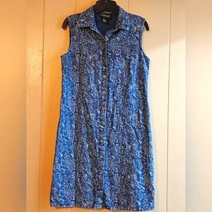 Requirements Blue Floral Button-Down Mini Dress - Size S